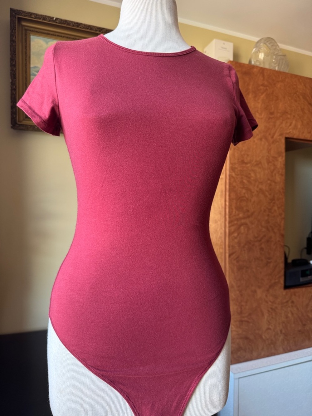 Abercrombie & Fitch Short Sleeve Bodysuit - Burgundy - Picture 2 of 7